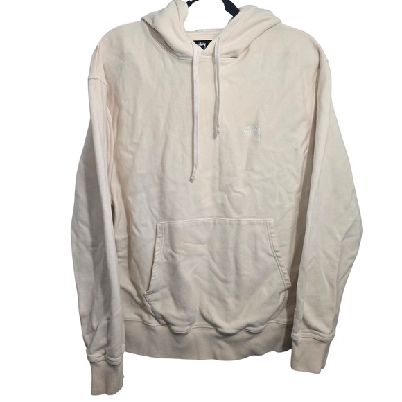 Stussy Other - Stussy Stock Logo Hoodie Mens Large Cream Off-White Embroidered Summer 21 118417